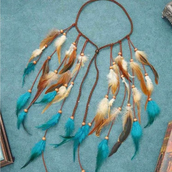 1pc Bohemian Style Colorful Feather Headband, Handmade Feather Hair Access. - Picture 3 of 3